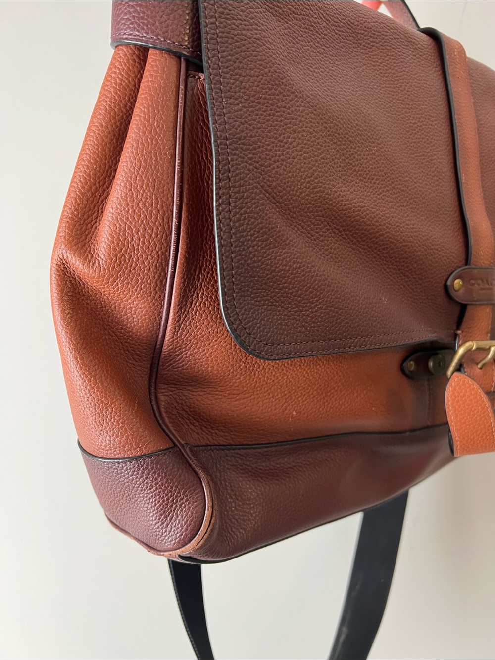 Coach Two-Tone Hudson Brown and Tan Leather Messenger Bag - Picture 2 of 6
